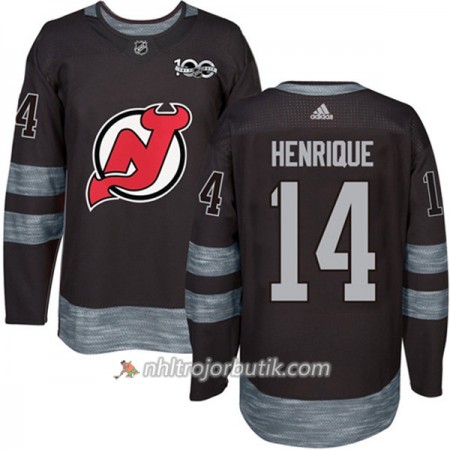 Män Ishockey New Jersey Devils Tröja Adam Henrique 14 1917-2017 100th Anniversary Adidas Svart Authentic